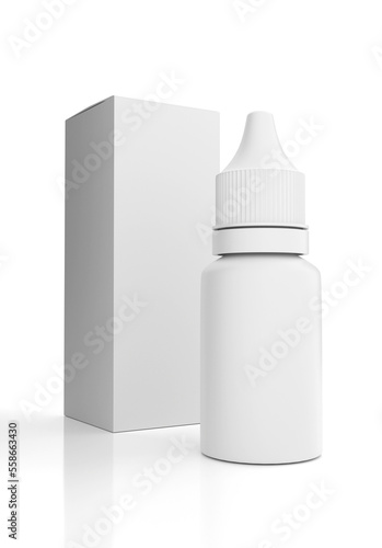 Eye Drop Bottle Mockup isolated on White Background - 3D Illustration Render photo