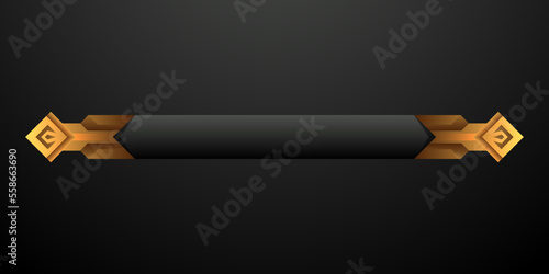 Gold and black lower third technology screen bar title banner template for game ui design