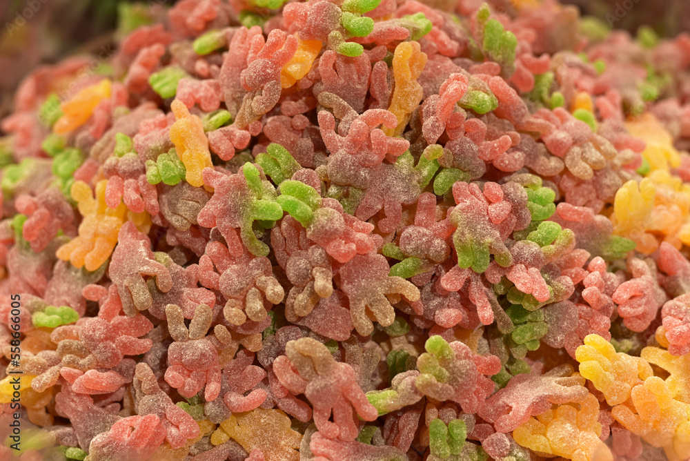 A mountain of sweets in the form of raspberries and lemon A mountain of sweets in the form of raspberries and lemon