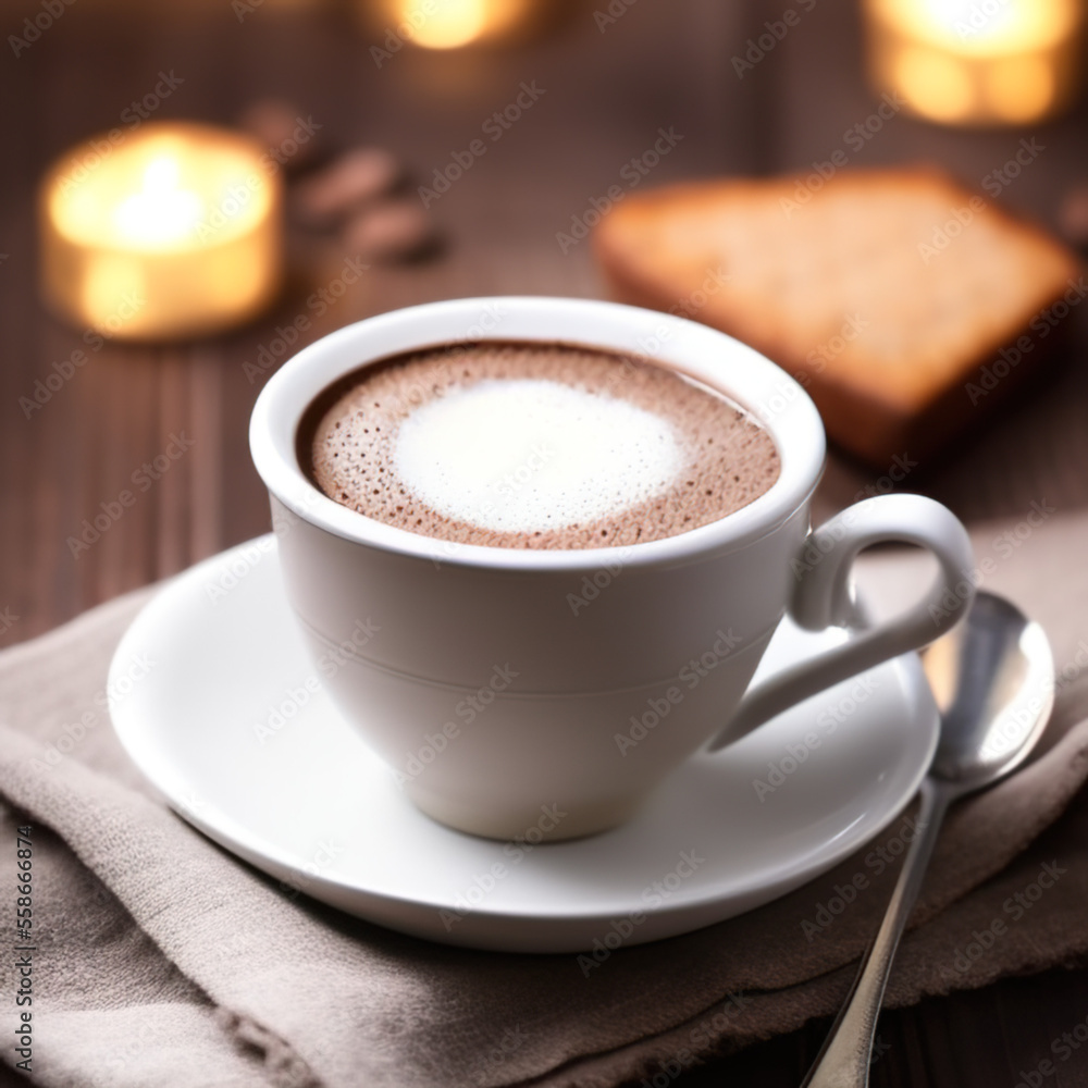 cup of hot chocolate coffee with cocoa, sugar powder and winter spices on cozy wooden background cup of hot chocolate coffee with cocoa, sugar powder and winter spices on cozy wooden background