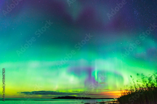 Wallpaper Mural Northern lights over the sea. Nykarleby/Uusikaarlepyy, Finland Torontodigital.ca