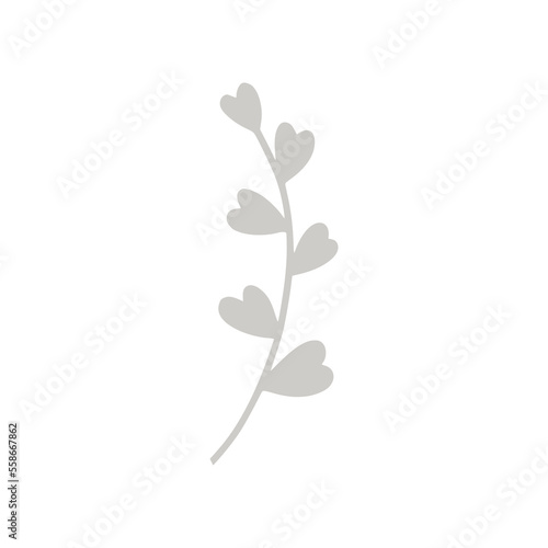 Abstract doodle branch graphic isolated on white background. Hand drawn vector illustration. Design elements