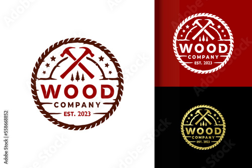 Vintage Woodworking Logo Design Element Stock Vector Illustration Template