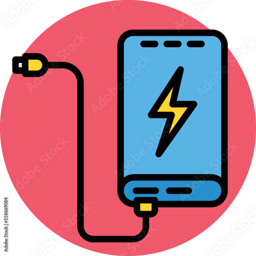 Battery Power Bank Vector Icon

