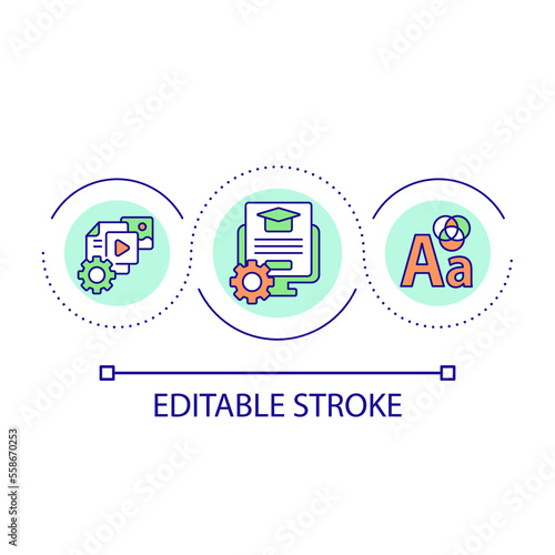 Educational platform design loop concept icon. Webdesign of learning system. Customization abstract idea thin line illustration. Isolated outline drawing. Editable stroke. Arial font used
