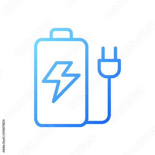 Rechargeable battery pixel perfect gradient linear vector icon. Energy accumulator. Portable power storage. Thin line color symbol. Modern style pictogram. Vector isolated outline drawing