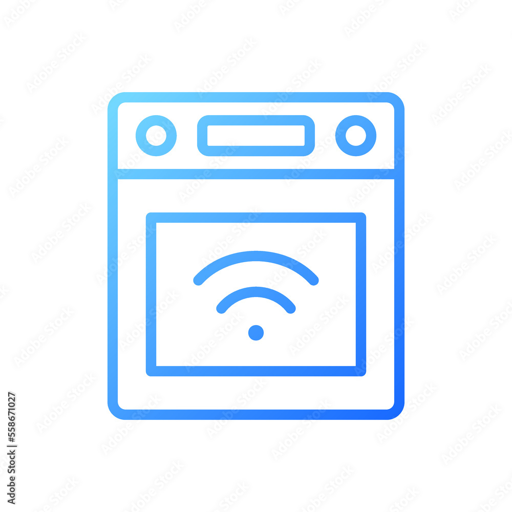 Smart stove pixel perfect gradient linear vector icon. Kitchen appliance. Automatic features. Device for cooking. IoT. Thin line color symbol. Modern style pictogram. Vector isolated outline drawing Smart stove pixel perfect gradient linear vector icon. Kitchen appliance. Automatic features. Device for cooking. IoT. Thin line color symbol. Modern style pictogram. Vector isolated outline drawing