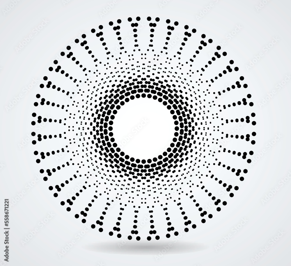 Halftone dots in circle form. round logo . vector dotted frame . design element
