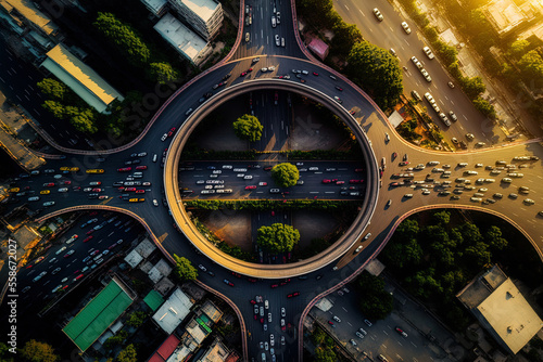 Thai city traffic on the roads. Generative AI