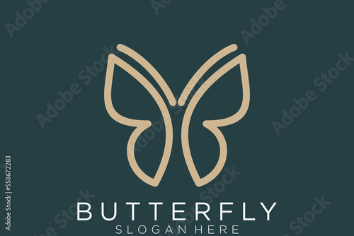Butterfly logo. Luxury line logotype design. Universal premium butterfly symbol logotype.