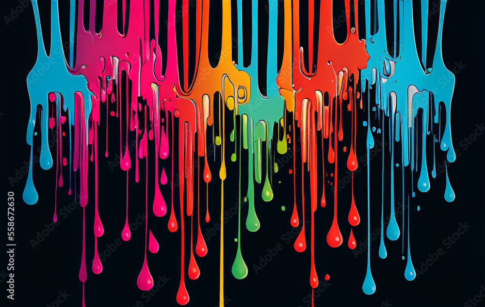 Graffiti Dripping Paint Spray Paint Colourful Water Light Black Background Graffiti Dripping Paint Spray Paint Colourful Water Light Black Background