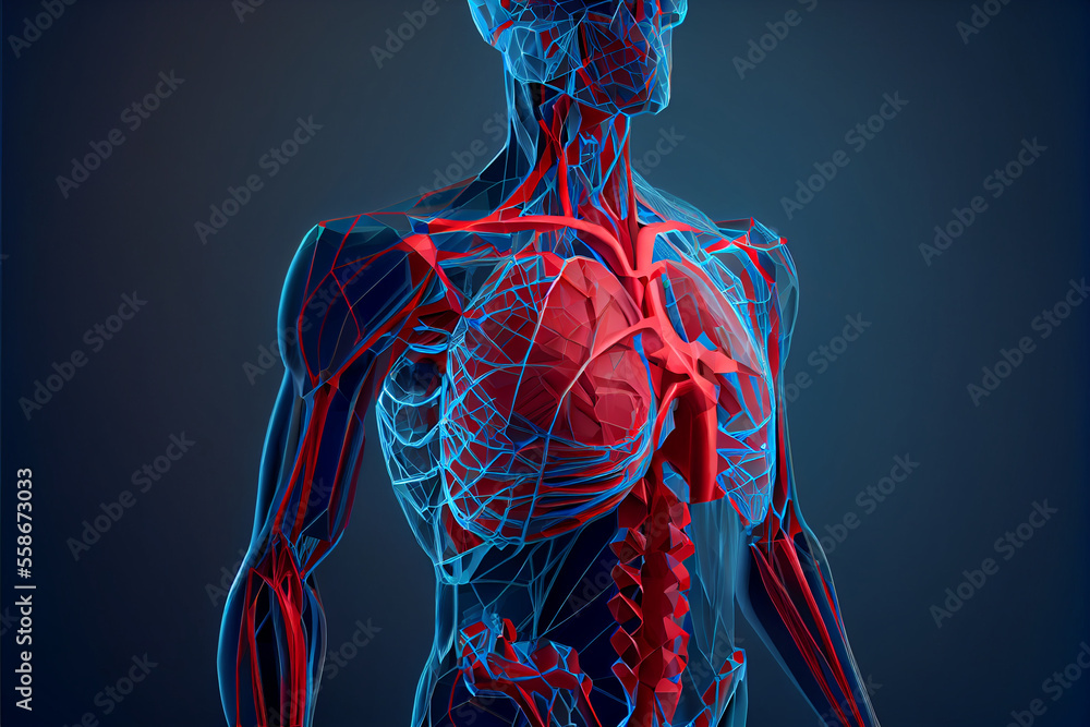 Polygonal image of the system of blood vessels of the heart and lungs ...