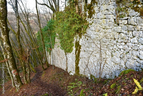 Ruins of an old defensive wall at Čušperk castle in Dolenjska, Slovenia photo