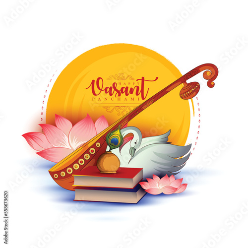 vector illustration sketch of Goddess of Wisdom Saraswati for happy Vasant Panchami.