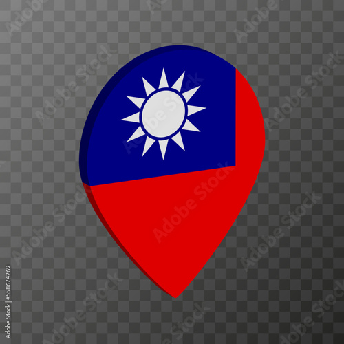 Map pointer with Taiwan flag. Vector illustration.