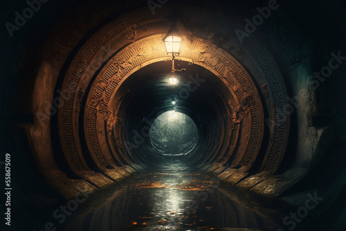 Generative AI illustration of underground sewer tunnel