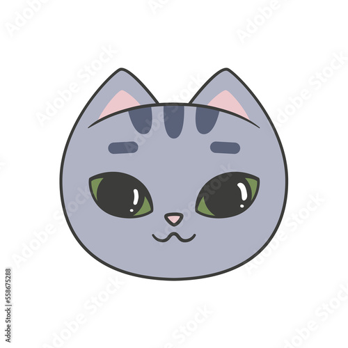 Portrait of a cute cat. Illustration on transparent background