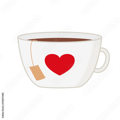 Mug with something and a heart. Illustration on transparent background