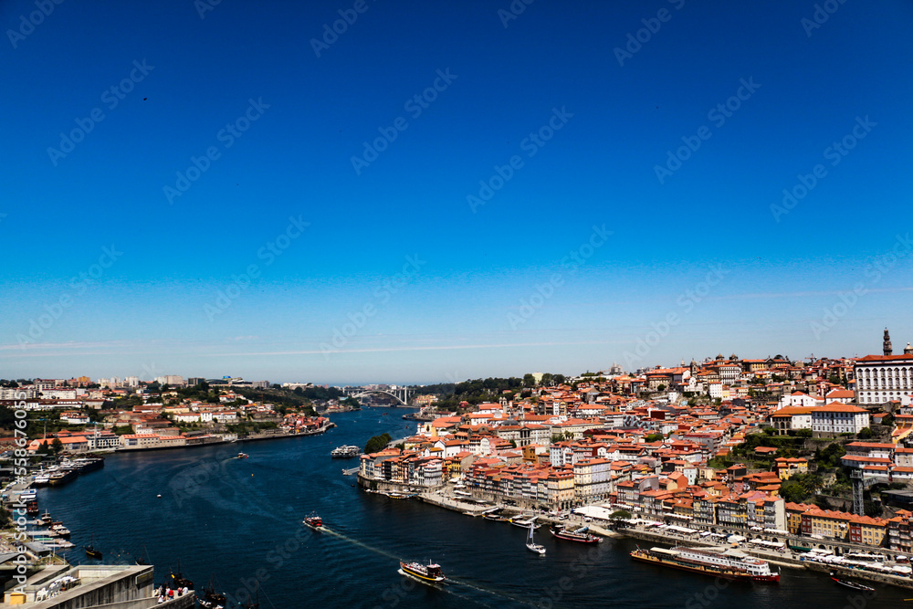  Beautiful view over Porto in Portugal. Wallpaper in the city close to the river