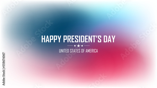Happy Presidents Day holiday banner with American flag blurred gradient colors. United States national holiday background. Vector illustration.