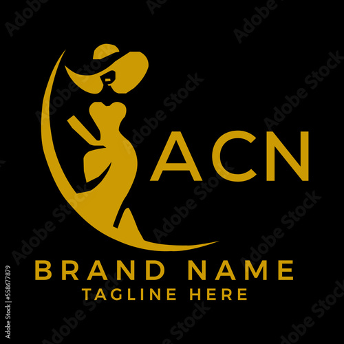 ACN fashion logo. ACN  Beauty fashion house. modeling dress jewelry. ACN fashion technology  Monogram logo design for entrepreneur and best business icon. 
