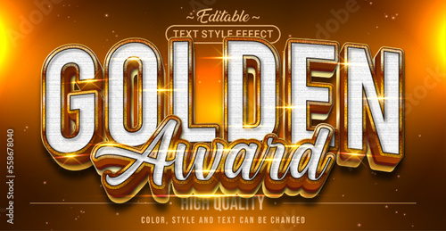 Editable text style effect - Golden Award text style theme.