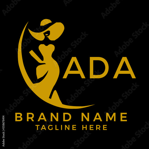 ADA fashion logo. ADA  Beauty fashion house. modeling dress jewelry. ADA fashion technology  Monogram logo design for entrepreneur and best business icon. 
