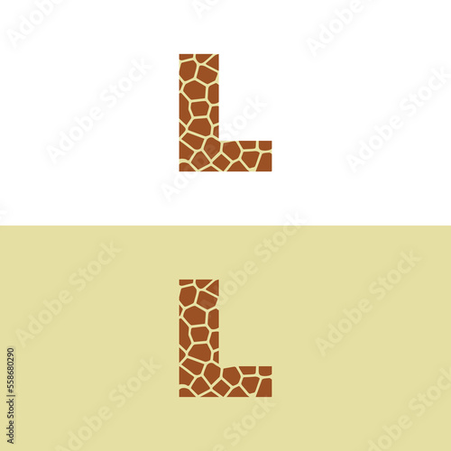 Letter L With Giraffe Skin Pattern Logo 001