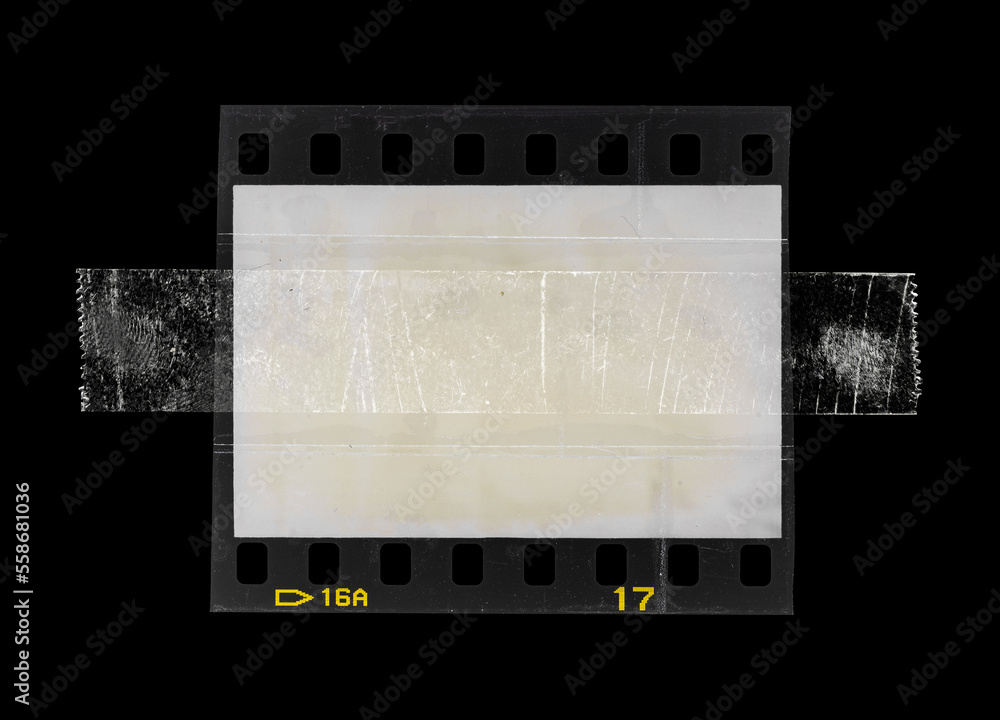 blank 35mm diafilm frame fixed by sticker adhesive tape on black background. blank 35mm diafilm frame fixed by sticker adhesive tape on black background.