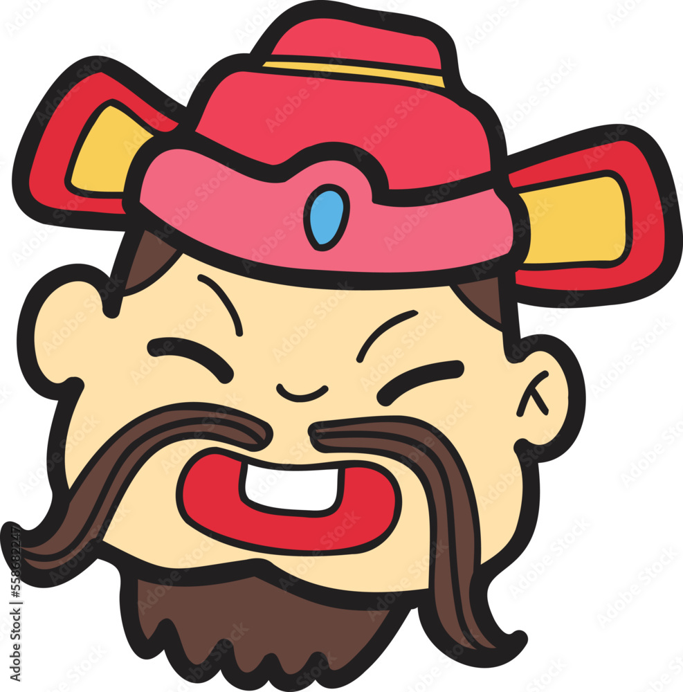 Obraz premium Hand Drawn Chinese Wealth God illustration