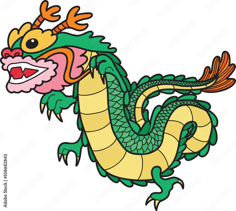 Fototapeta premium Hand Drawn chinese dragon illustration