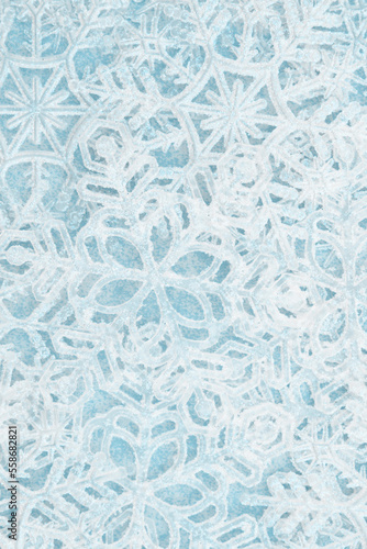 White and blue snowflakes winter season background