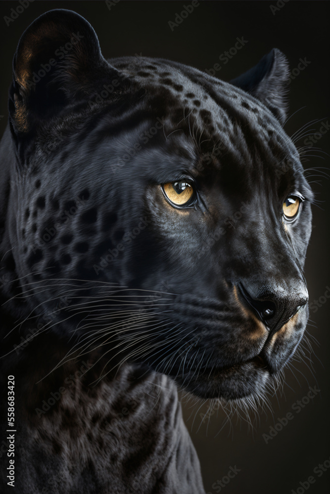 Portrait of a panther, Generative AI	