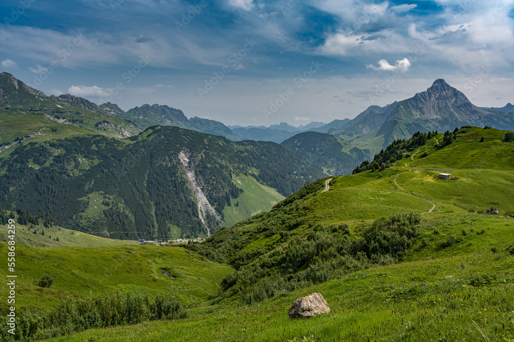 Panoramablick in den Alpen im Sommer