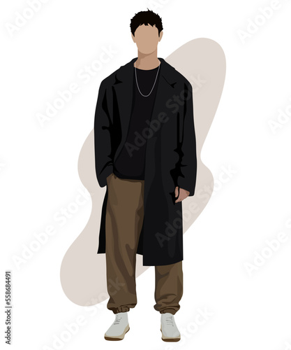 Stylish man. Cartoon male characters. Men in fashion clothes. Flat style vector illustration.