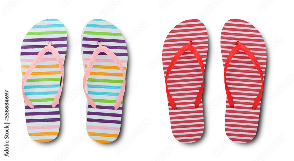 Colorful flip flops isolated on white background. Colorful flip flops isolated on white background.