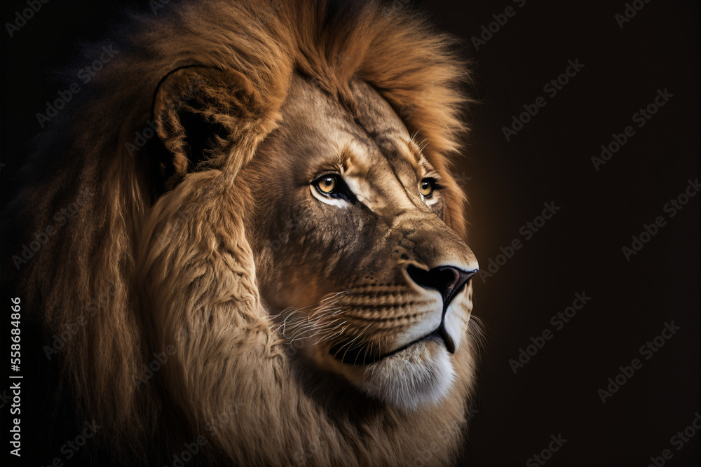 Portrait of a lion, Generative AI	