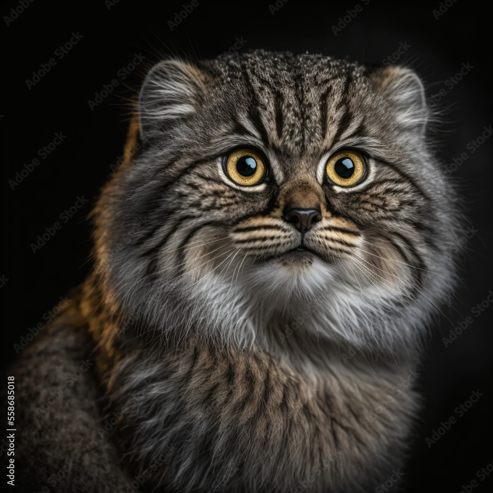 Portrait of a pallas cat, Generative AI	