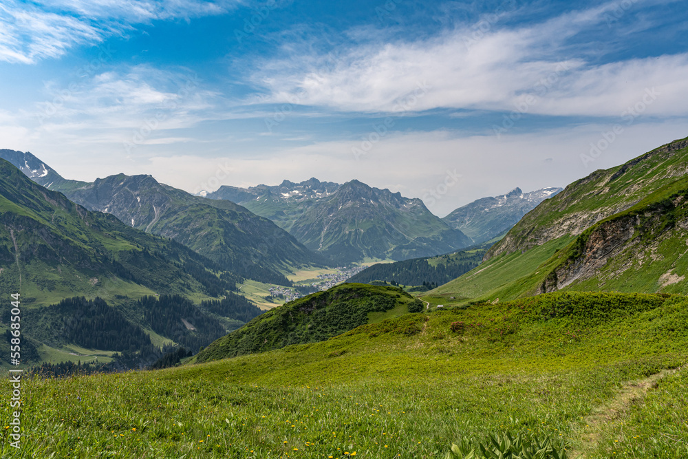Panoramablick in den Alpen im Sommer