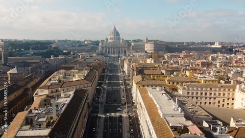 Aerial view of Saint Peter's Basilica in Vatican from the Via della Conciliazione in Rome. photo