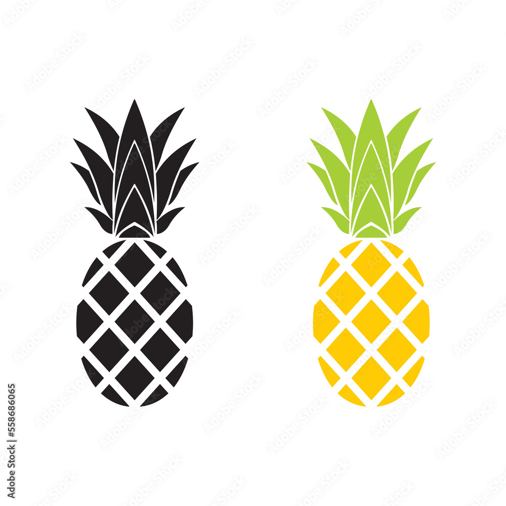 pineapple set logo icon vector symbol Stock Vector | Adobe Stock
