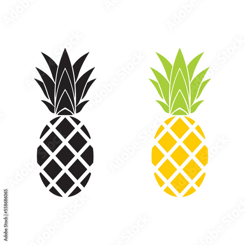 pineapple set logo icon vector symbol
