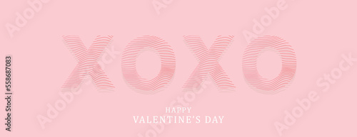 reative concept of Happy Valentines Day poster, card. Modern Design template XO XO with hearts, typography for celebration, decor, ads, branding, banner, cover photo