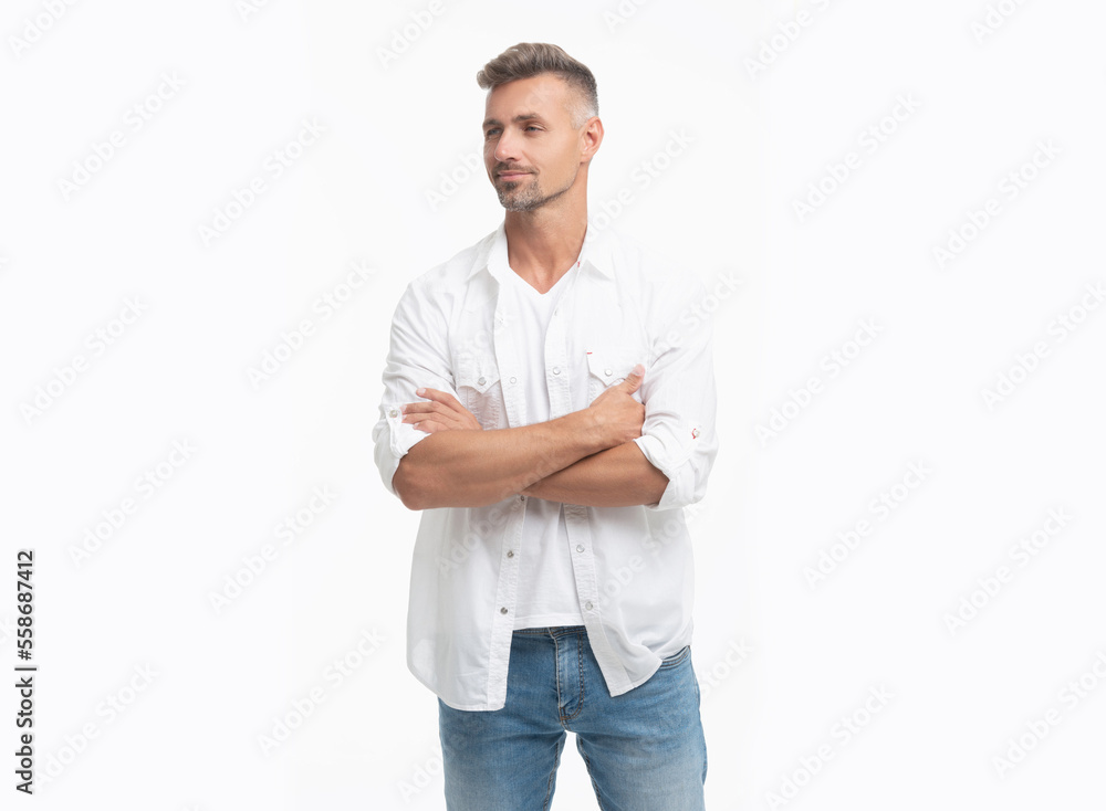 caucasian grizzled man in white shirt. grizzled man style. studio shot of grizzled man. caucasian grizzled man in white shirt. grizzled man style. studio shot of grizzled man.