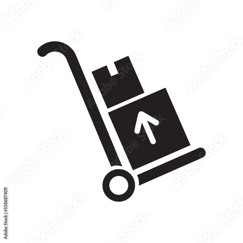 Delivery packages on a trolley symbol icon
