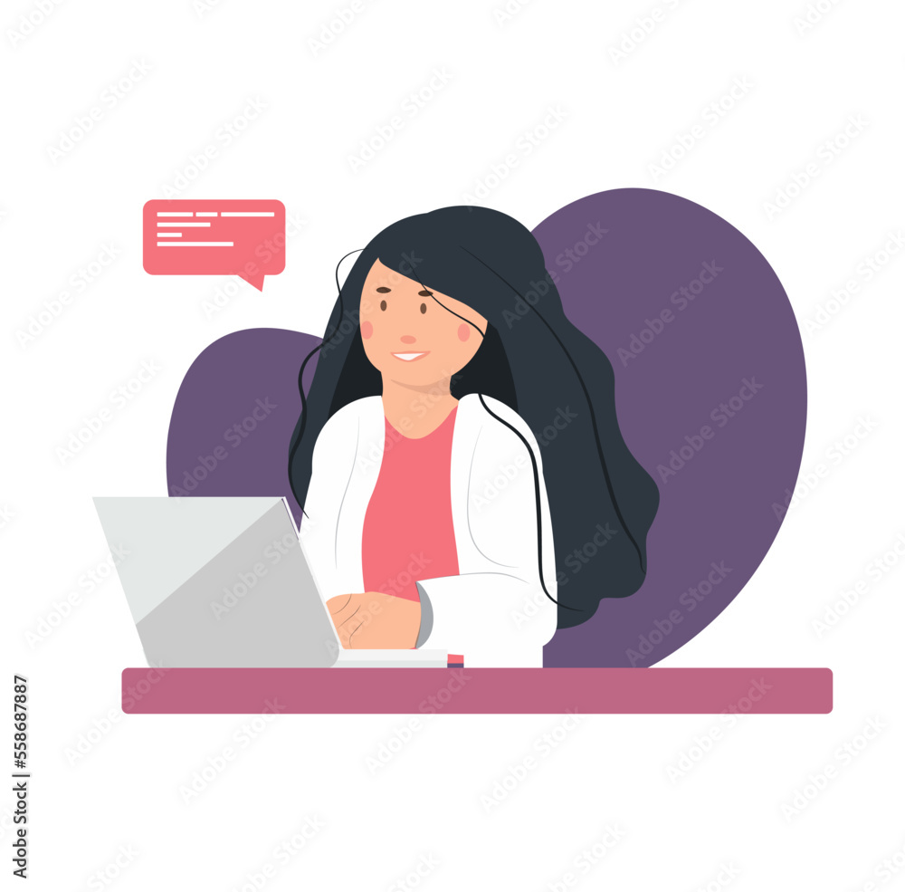 business woman in front of computer