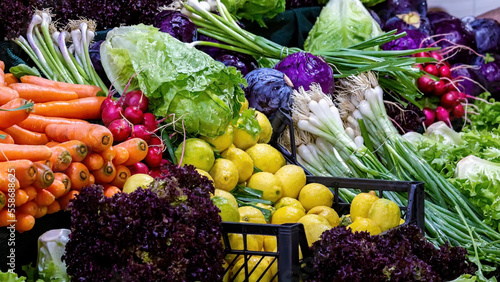 Assortment of fresh vegetables. Farmer market. Selected focus, close up. Health nurtition or vegan concept