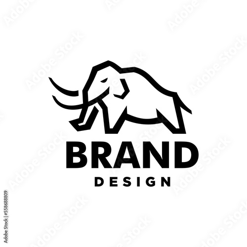 mammoth elephant logo vector icon illustration. mammoth ancient animal line logo mascot design.