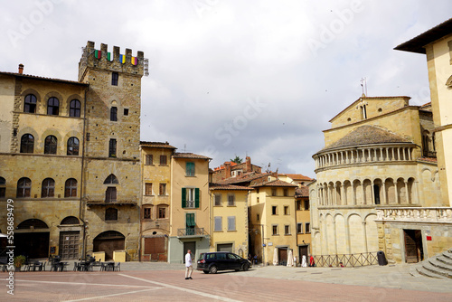 Piazza Grande square in Arezzo, Tuscany, Italy