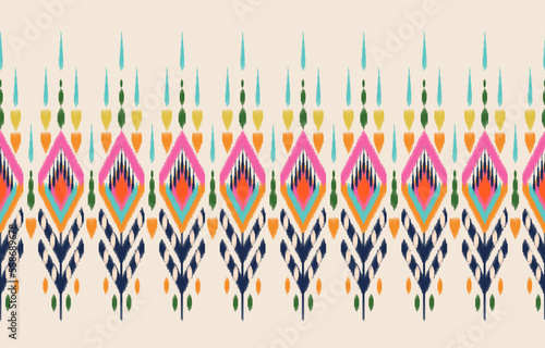 Ethnic pattern ikat seamless. Tribal African Indian traditional embroidery vector background. Aztec fabric carpet batik ornament chevron textile decoration wallpaper